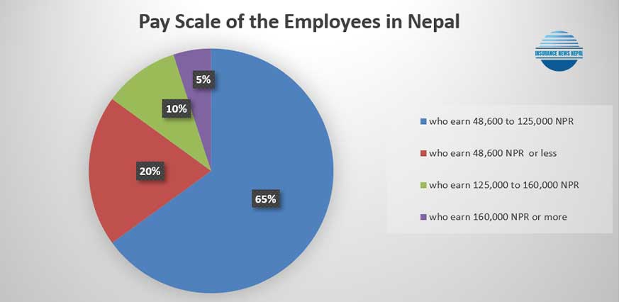 Pie Chart of the Pay scale and salary in Nepal